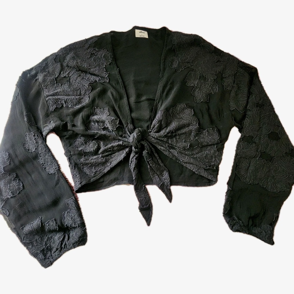Wilfred Raissa Blouse Black Sheer Tie Front Floral Aritzia S Whimsigoth Witchy
